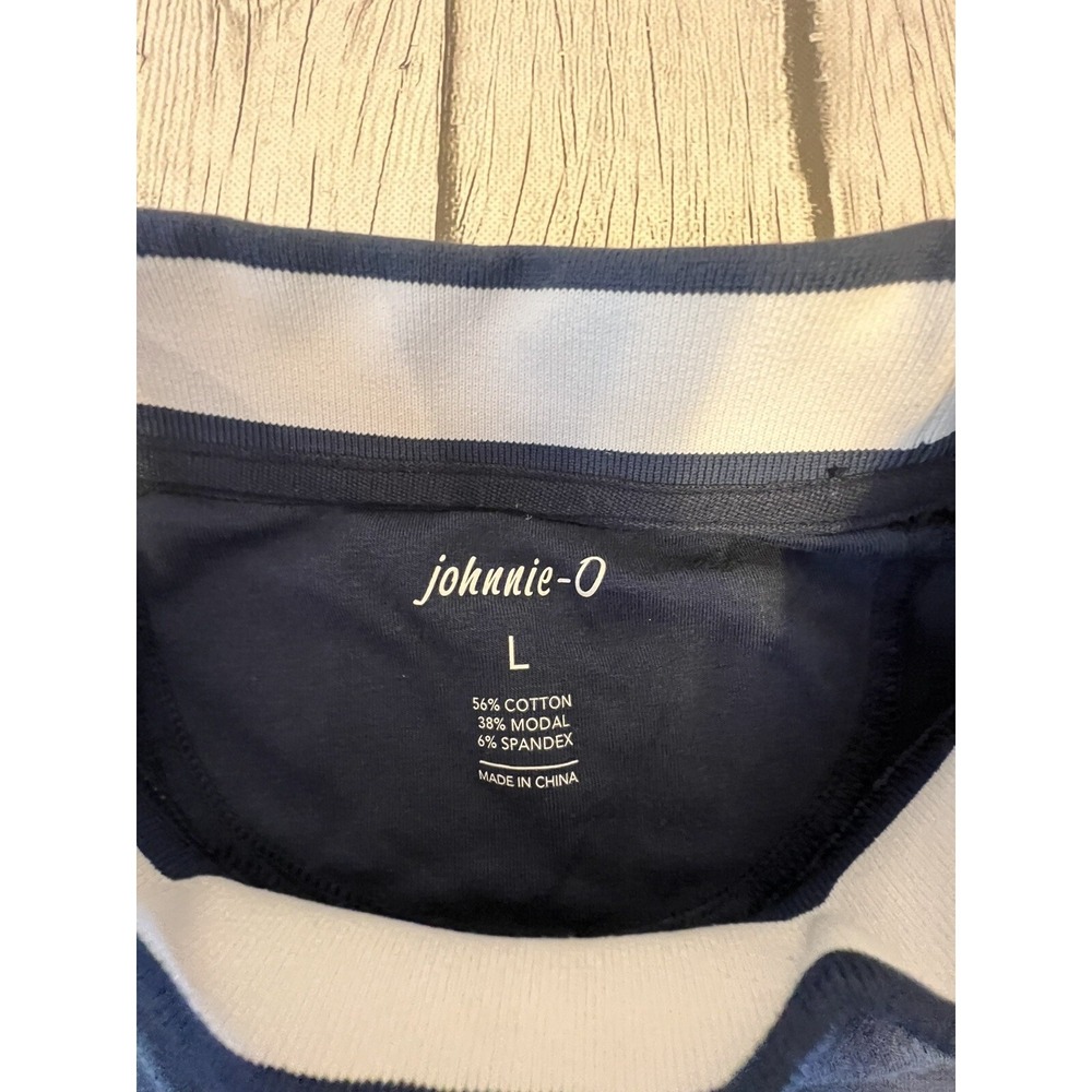 Johnnie-O Fringe Neck Modal Stretch Solid Shirt Navy Blue Men's Large - Picture 2 of 6